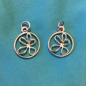 Flower Charm Set of 2, Silver Metal BFF